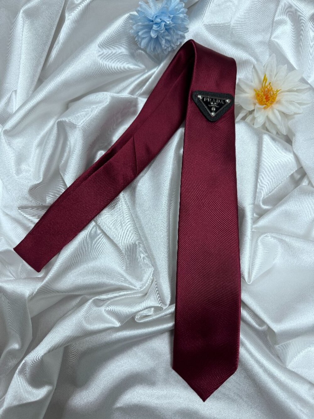 NWT Prada Red Tie Signature Logo  ❤️ Formal Wedding Business Necktie 🎁 - Picture 6 of 6